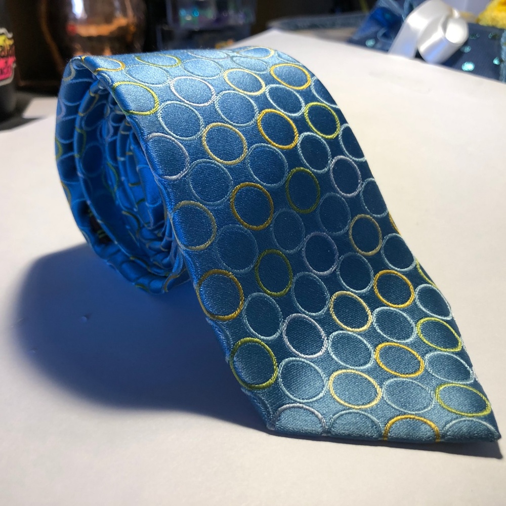 BCBG Sky Blue Dot Pattern HANDMADE Slim Tie